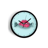 Şeker Dudak Modern Duvar Saati - 25cm - Önü Camlı Siyah Kasa - Sessiz Mekanizma, JH0200S25SKP