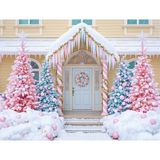 Şeker Gibi Noel: Pembe ve Mavi Noel Ağaçlarıyla Arka Plan 200X150CM Stüdyo Fonu