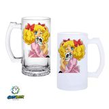 Şeker Kız Candy Kulplu Bira Bardağı Buzlu Veya Şeffaf Seçenekli 0355