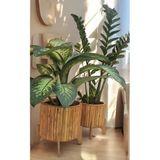 Şeker Marangoz Ebru Şeker Dekoratif Ahşap 2'Li Set Saksı 30-25 Cm