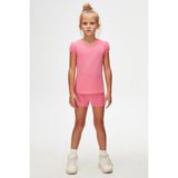 Şeker pembe Basic Kız Çocuk Sıfır Yaka Karpuz Kol Tişört - 7 Yaş