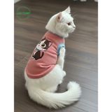 Şeker Pembe Renkli Kedi ve Köpek Kıyafeti Elbisesi Siyah Kedi Baskılı