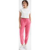 Şeker Pembe Yüksek Bel Basic Bağcıklı Jogger Polar Kadın Eşofman Alt - 94622