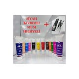 ŞEKER & SUGAR 12'li SET JEL GIDA BOYASI (100gr x 12 adet) - 6'lı SİYAH KIVRIMLI MUM HEDİYELİ