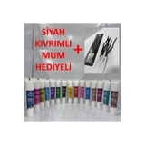 ŞEKER & SUGAR 15'li SET JEL GIDA BOYASI (20gr x 15 adet) 6'lı SİYAH KIVRIMLI MUM HEDİYELİ