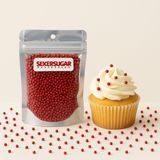 ŞEKER & SUGAR Pasta Süsleme Şekeri Boncuk Şeker 2mm Kırmızı 40 gr.