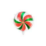 Şeker Temalı Yılbaşı Balon Yeşil Kırmızı Beyaz Folyo 18 Inç
