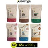 Şekeroğlu Minnettar Kahve Çeşitleri 165 gr x 6 Adet (Osmanlı, Karamel, Fındık, Dibek, Menengiç, Ruby Çikolata) - 990 gr
