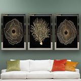 Şekiller Temalı Aynalı Çerçeveli 3 lü Kanvas Tablo Seti 150x70 cm SETS0064