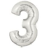 Şekilli 3 Numara Supershape Silver Rakam Folyo Balon