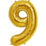 Şekilli 9 Numara Supershape Gold Rakam Folyo Balon