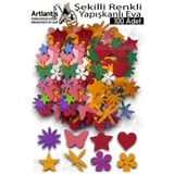 Şekilli Eva Yapışkanlı 100 Lü 1 Paket Kendinden Yapışkanlı Eva Sticker Kalp Yıldız Okul Öncesi Kreş Ana Okulu Süsleme