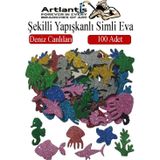 Şekilli Simli Eva Yapışkanlı Deniz Canlıları 100 Lü 1 Paket Kendinden Yapışkanlı Simli Eva Sticker Okul Öncesi Kreş Ana