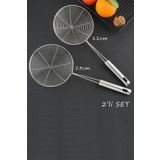 Sekiz8 2'li Set Paslanmaz Çelik Kızartma Kevgiri, Yağ Süzgeci, Çelik Tel Kepçe, 13 cm ve 11 cm Çap
