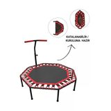 Sekizgen Katlanabilir Trambolin – Ev Tipi Katlanır Zıplama Kırmızı Trambolin