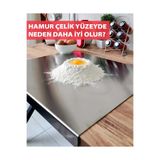 SEKİZİKİ Paslanmaz Çelik Kesme Tahtası Tezgahlık (Kullanım Yüzeyi 50×60×0,15 cm )(Bükümlü Kısım 3,5 cm'dir.)