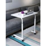 sekizincicaddedizayn Yükseklik Ayarlı Laptop Sehpası Ve Çalışma Masası - Beyaz (TEKERLİ) Oval Kenar - 70x40