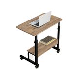 Sekizincicaddedizayn Yukseklik Ayarli Rafli Laptop Sehpasi Ve Calisma Masasi - Ceviz (Tekerli) 70X40 Oval Kenar