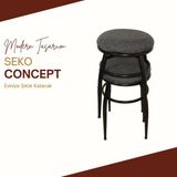 Seko Concept Tabure, 4'lü Tabure, Metal Ayaklı Tabure, Iç Içe Geçebilen Tabure, Dörtlü Tabure (Montajı yapılmıştır) - Gri - Siyah