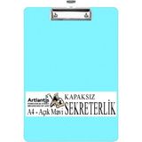 Sekreterlik Kapaksız A4 1 Adet Renkli A4 Kapaksız Sekreterlik Klipsli Metal Mekanizmalı 80 Yaprak Kapasiteli Açık Mavi
