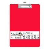 Sekreterlik Kapaksız A4 1 Adet Renkli A4 Kapaksız Sekreterlik Klipsli Metal Mekanizmalı 80 Yaprak Kapasiteli Kırmızı