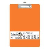 Sekreterlik Kapaksız A4 1 Adet Renkli A4 Kapaksız Sekreterlik Klipsli Metal Mekanizmalı 80 Yaprak Kapasiteli Turuncu