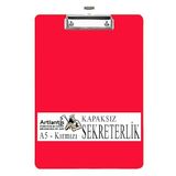Sekreterlik Kapaksız A5 Küçük Boy 1 Adet Renkli Kapaksız Sekreterlik Klipsli Metal Mekanizmalı 80 Yaprak Kapasiteli Ofis - Kırmızı