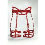 Seksi Deri Jartiyer Harness, Gotik Jartiyer Harness - APFT1158 Kırmızı 4XL/5XL