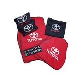 Sekutuning Toyota Kırmızı Penye Servis Kılıf 2 Adet Kemerlikboyun Yastığı ve 5 Parça Halı Paspas