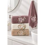 Şelale Belle Collection Lara Soft 3'lü 50x90 cm | Nakışlı El-Yüz Havlusu | %100 Pamuk | Kadife Dokulu | Özel Tasarım Nakış | Simli Detaylı | Yüksek Gramajlı | Premium Kalite