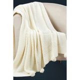 Selanik 10 Ponponlu Triko Örgülü Tv Battaniyesi 130 x 170 cm - Kemik - 130 x 170 cm