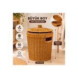 SELÇUK Lüks Hasır Kapaklı Düzenleyici Sepet – Büyük Boy