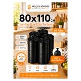 SELÇUK SÖNMEZ JUMBO BOY ÇÖP POŞETİ 80X110 CM SİYAH 50 ADET (5x10) DAYANIKLI SIZDIRMAZ