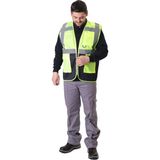 Selçuklu Plus Ikaz Yeleği Mühendis Tipi Cepli Fosforlu Reflektörlü Sarı - Lacivert - 2XL