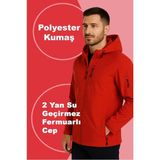 Selçuklu Plus Kışlık Softshell Mont – Kırmızı & Siyah | Su ve Rüzgar Geçirmez İş Montu - 4XL