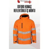 Selçuklu Plus Oxford Kumaş Reflektörlü İş Montu, Su Geçirmez, Kapüşonlu, Termal Astar - Turuncu