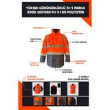 Selçuklu Plus Oxford Reflektörlü 5+1 Parka Mont Yüksek Görünürlüklü Mont İş Kabanı - Lacivert - 2XL