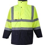 Selçuklu Plus Oxford Reflektörlü 5+1 Parka Mont Yüksek Görünürlüklü Mont İş Kabanı - Sarı - Lacivert - 5XL