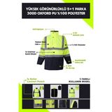 Selçuklu Plus Oxford Reflektörlü 5+1 Parka Mont Yüksek Görünürlüklü Mont İş Kabanı - Sarı - Lacivert