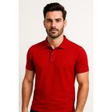 Selçuklu Plus Polo Yaka Penye T-Shirt – %95 Pamuk %5 Likra | İş Kıyafeti, Günlük Kullanım, Şık ve Konforlu Tasarım - 4XL - Kırmızı