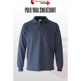 Selçuklu Plus Polo Yaka Sweatshirt – Lacivert 2 Iplik Kumaş, Uzun Kollu Rahat Iş Elbisesi