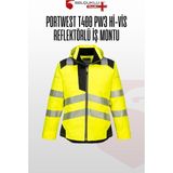 Selçuklu Plus Portwest T400 Pw3 Hi-Vis Kışlık Reflektörlü Su Geçirmez Kapüşonlu Sarı Iş Montu