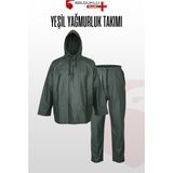 Selçuklu Plus Su Geçirmez Işçi ve Balıkçı Yağmurluk Takımı | Pvc Alt Üst Yağmur Geçirmez Set | Kapüşonlu Mont + Pantolon - Yeşil - Standart