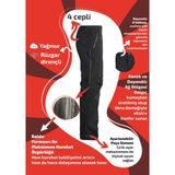Selçuklu Plus Su ve Rüzgar Geçirmez Cepli Softshell Pantolon - Siyah - 2XL