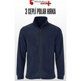 Selçuklu Plus Tam Fermuarlı 3 Cepli Polar Hırka – Koyu Gri, Uzun Kollu, Yumuşak Polar Kumaş, İş Elbisesi ve Soğuk Hava için Rahat Erkek Üst Giyim - Lacivert