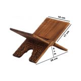Selçuklu Yakma Desenli Ahşap Katlanabilir Rahle Mini 35 CM