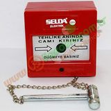 Selda Yangın Alarm İhbar İkaz Butonu Alarm Butonu Çekiçli