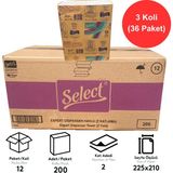 Select Expert Dispenser Z Katlama Kağıt Havlu 21 Cm. x 22, 5 Cm. 200 Yaprak 3 Koli (36 Paket) - Beyaz