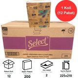 Select Expert Dispenser Z Katlama Kağıt Havlu 21 cm x 22,5 cm 200 Yaprak 1 Koli 12 Paket - Beyaz