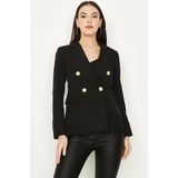 Select Kadın Siyah Düğmeli Blazer Ceket %100 Pamuklu 44 Rahat ve Şık Tasarım